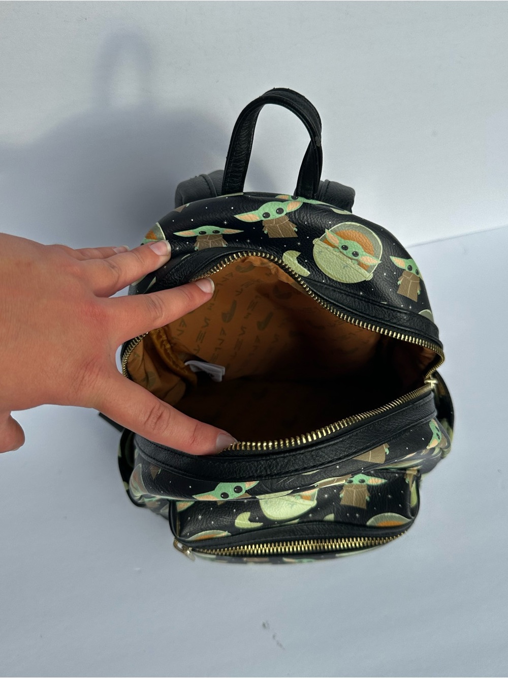 Loungefly Black Grogu Pattern Mini Backpack - Picture 6 of 10